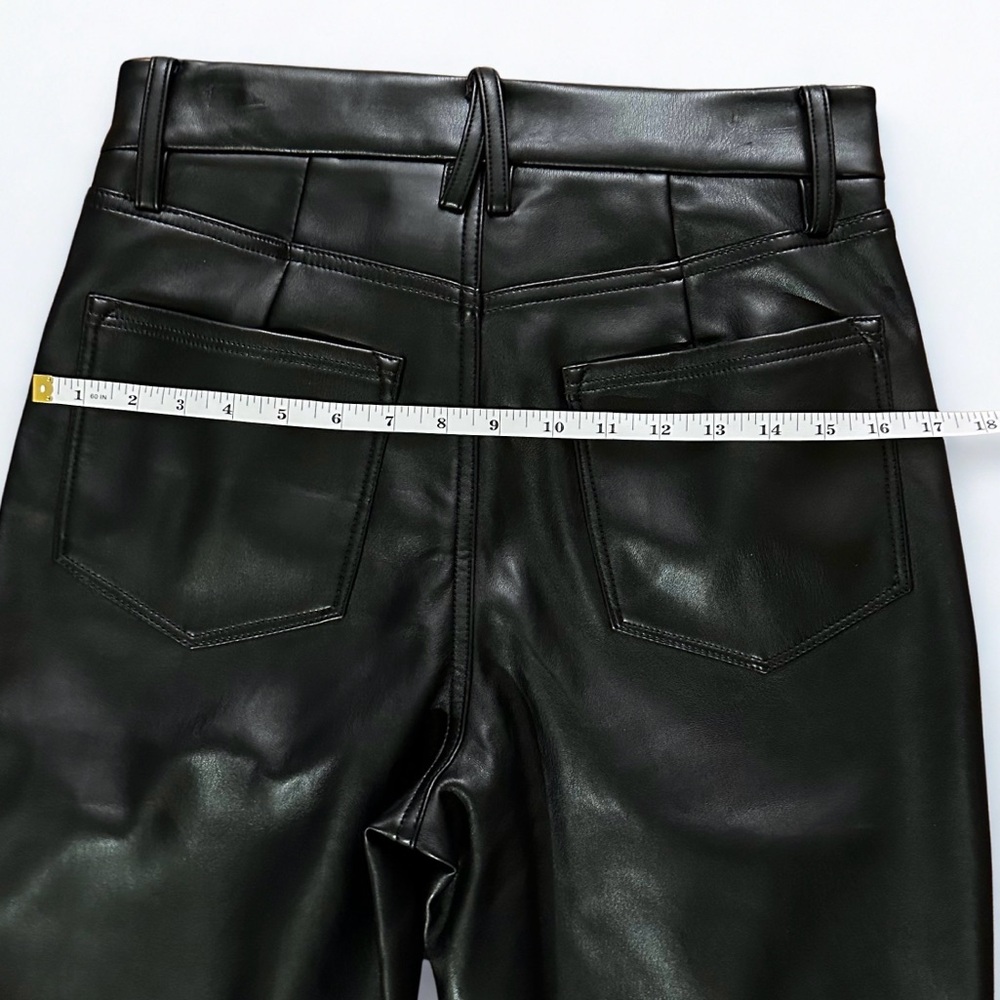Good American Black Faux Leather Pants Size 8/29 Straight Leg 90s - Picture 6 of 10